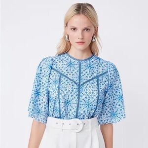 Suncoo Two-Tone Embroidered Blouse